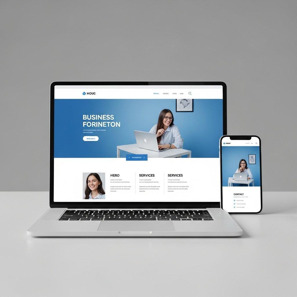 Laptop and phone displaying a business website.